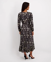 kensie Women's Wrap Long-Sleeve Midi Dress