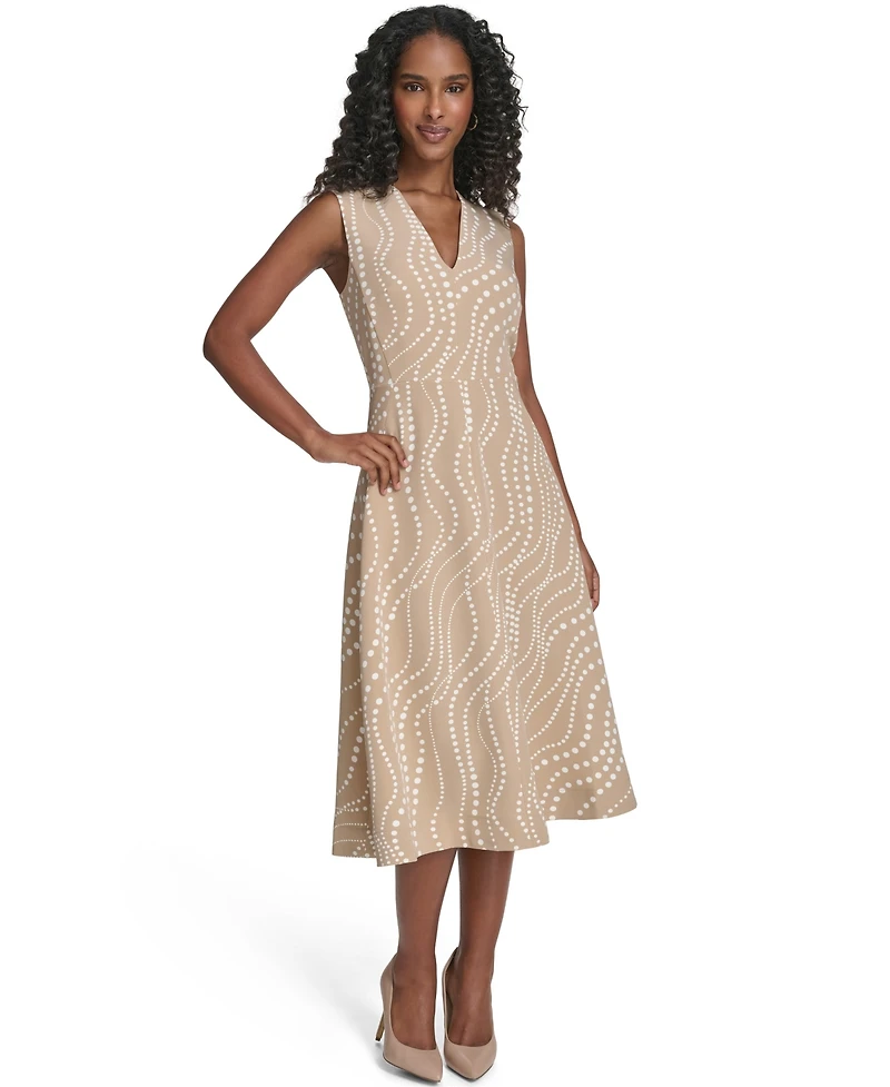 Tommy Hilfiger Women's Sleeveless Midi Fit and Flare Dress