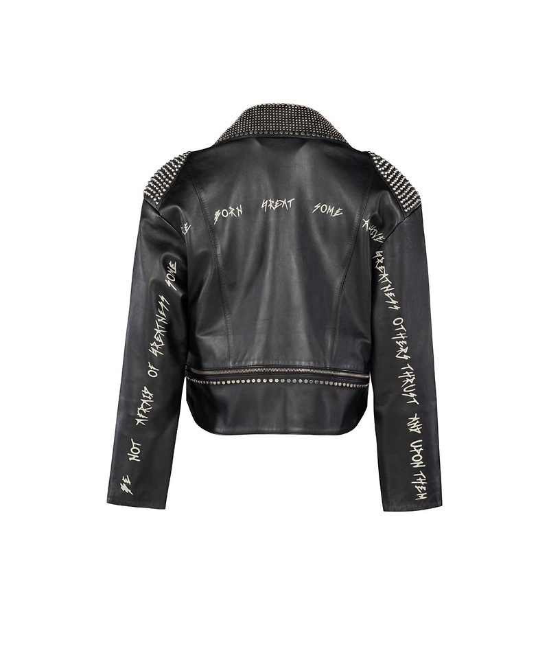 Pcfg Women's Leather Jacket Stud Rocks Details