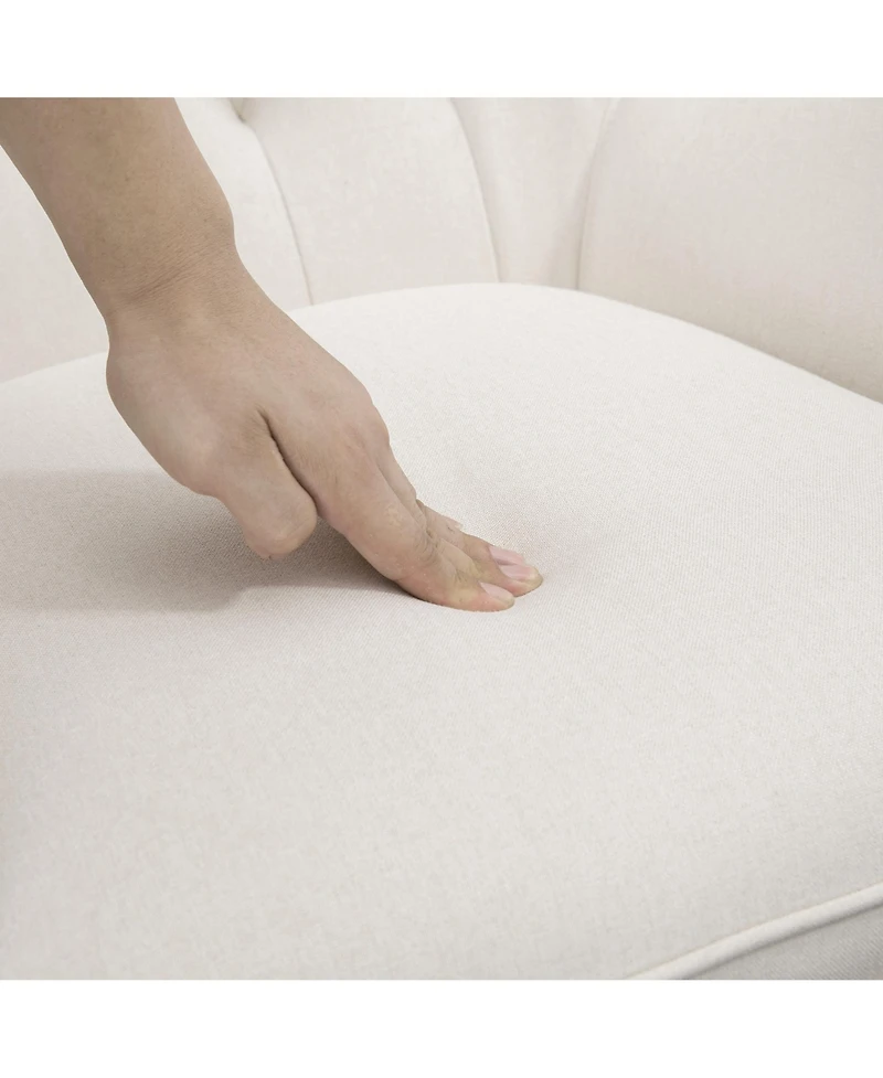 Homcom Traditional Rocking Armchair w/Tufted Back, & Thick Padding, Cream White