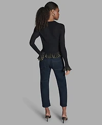 Bcbg Women's Long-Sleeve Ruffle Hem Sweater