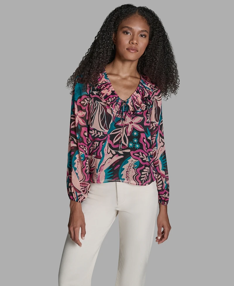 Bcbg Women's Ruffle Long-Sleeve Top