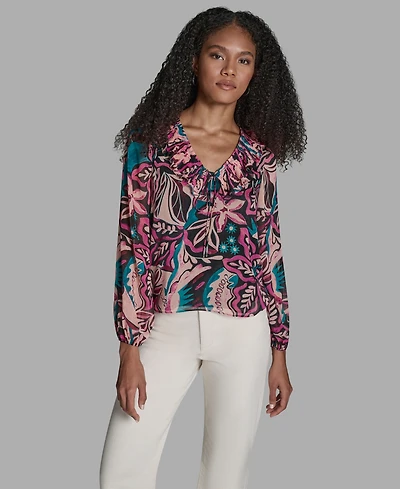 Bcbg Women's Ruffle Long-Sleeve Top