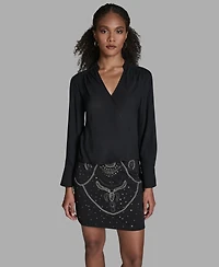 Bcbg Women's Long-Sleeve Hi-Low Top