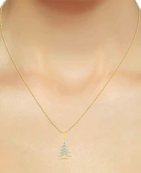 Macy's Diamond Pendant Necklace (1/8 ct. t.w.) in 14K Gold-Plated Sterling Silver and White Rhodium
