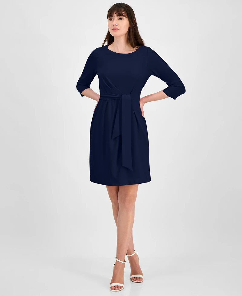 Tahari Women's Tie-Waist 3/4-Sleeve Sheath Dress