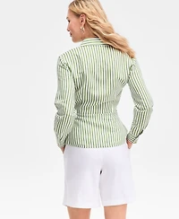 I.n.c. International Concepts Women's Striped Collared Wrap Shirt, Macy's Exclusive