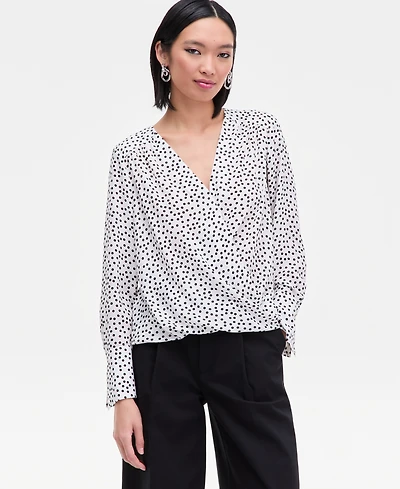 I.n.c. International Concepts Women's Printed Surplice High-Low Blouse, Macy's Exclusive