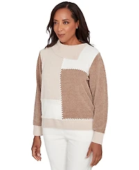 Alfred Dunner Petite Vienna Color-Block Long-Sleeve Sweater
