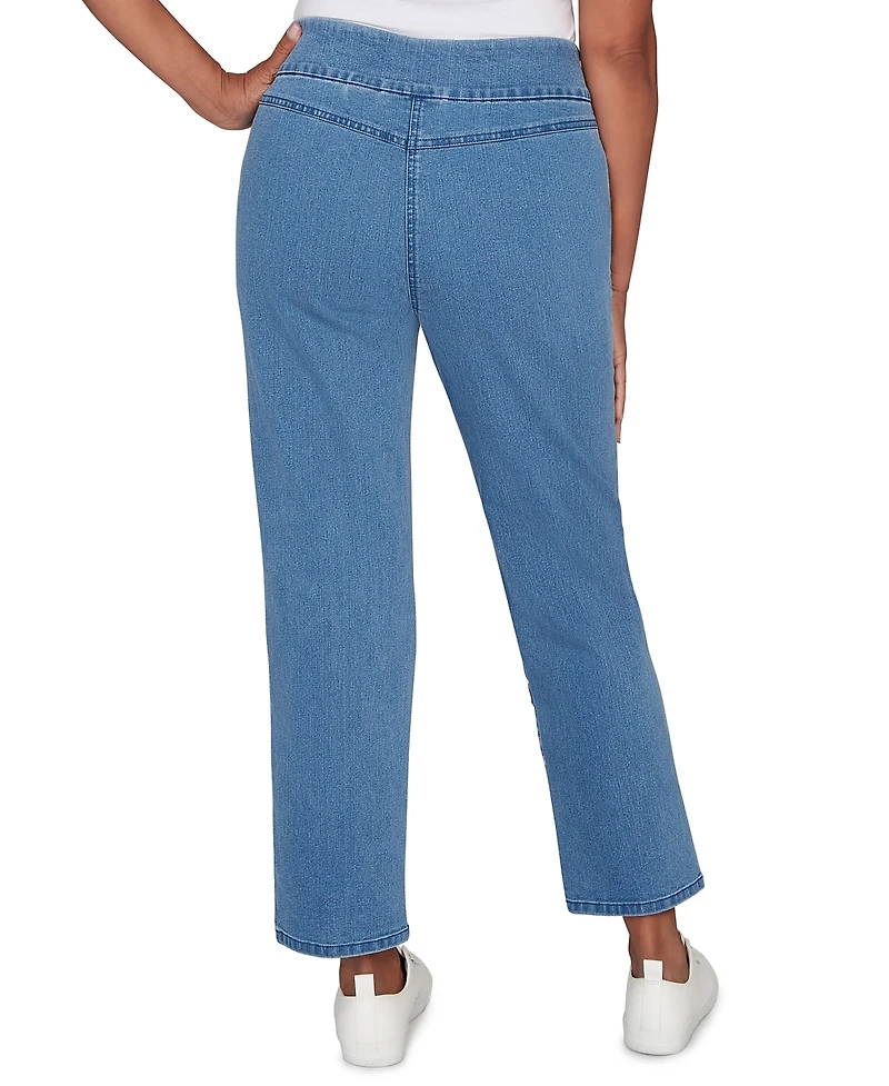 Alfred Dunner Petite Hilton Head Floral Applique Detail Pants