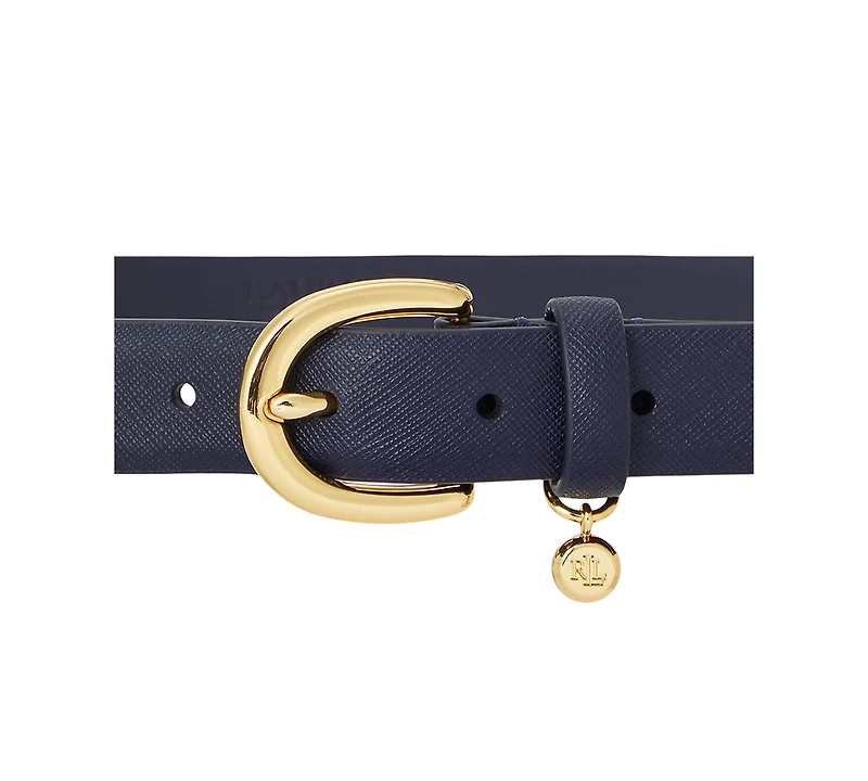 Lauren Ralph Women's Charm Crosshatch Leather Belt