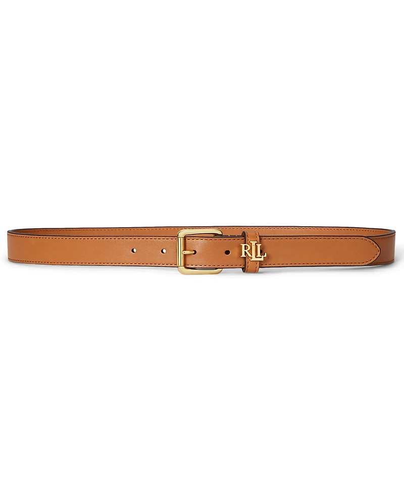 Lauren Ralph Women's Logo-Keeper Leather Skinny Belt