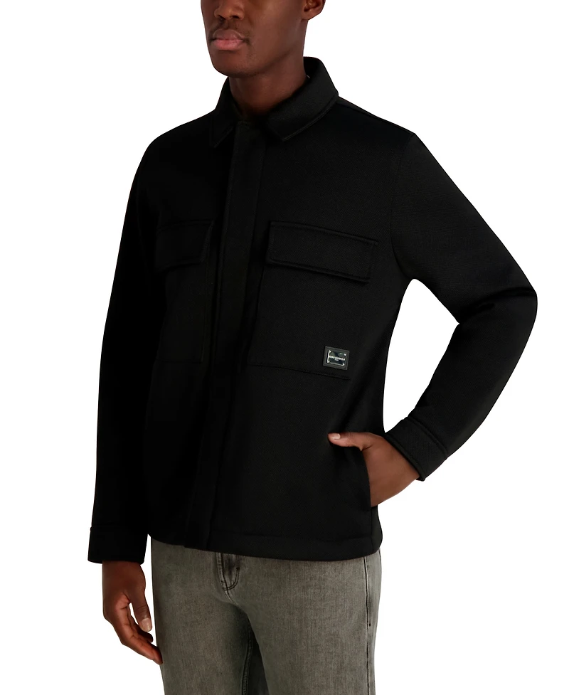 Karl Lagerfeld Paris Men's Twill Collared Shirt Jacket