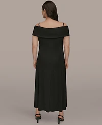 Donna Karan New York Plus V-Neck A-Line Dress
