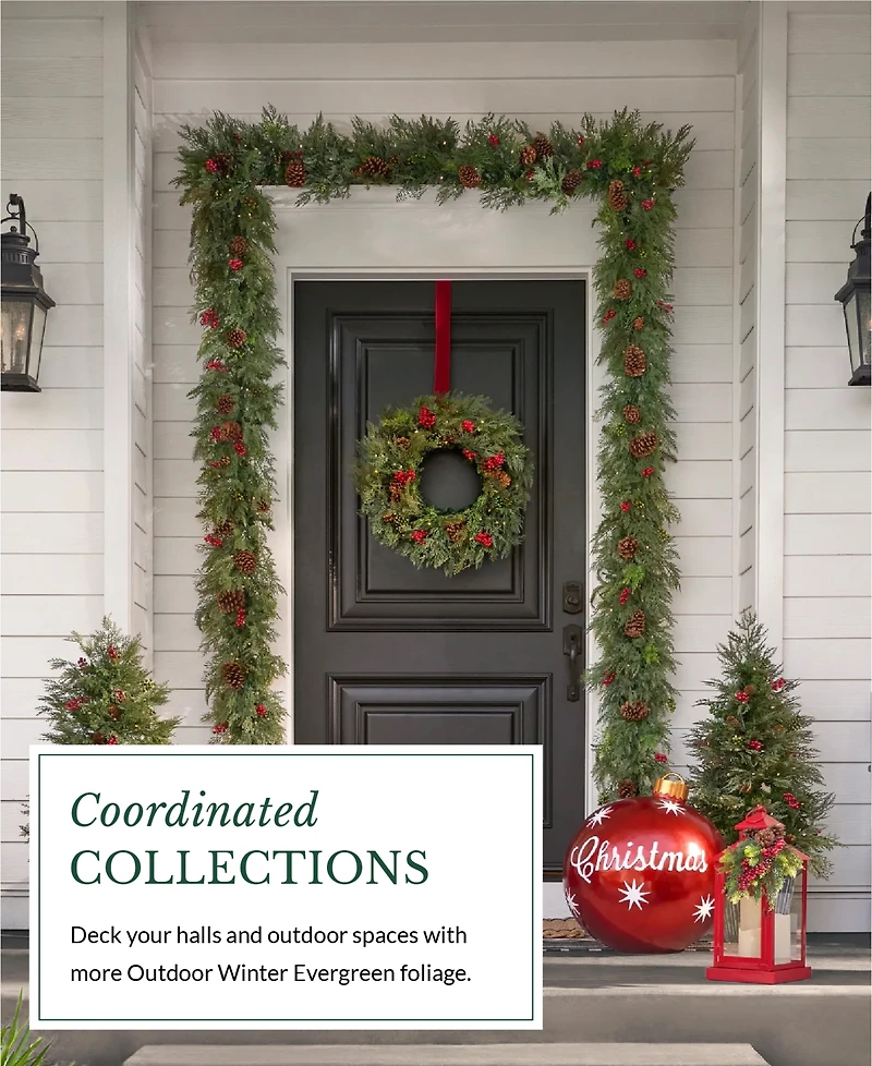 Balsam Hill 34" Outdoor Winter Evergreen Christmas Wreath