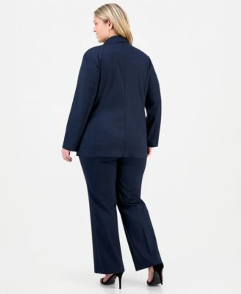Anne Klein Plus Size Faux Double Breasted Blazer Pull On Bootcut Pants