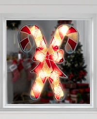 Northlight 12" Lighted Holographic Candy Cane Christmas Window Silhouette Decoration