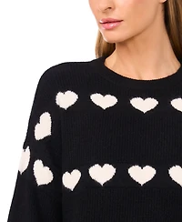 CeCe Women's Heart Jacquard Long-Sleeve Sweater