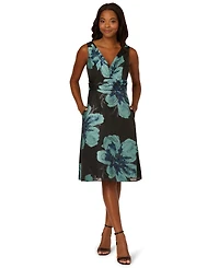 Adrianna Papell Women's V-Neck Midi Dress