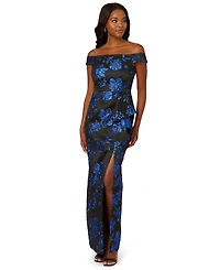 Adrianna Papell Women's Off-The-Shoulder Draped Long Dress