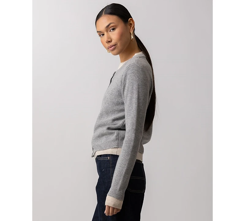 Line & Dot Women's Hutch Double Layer Long-Sleeve Cardigan Sweater