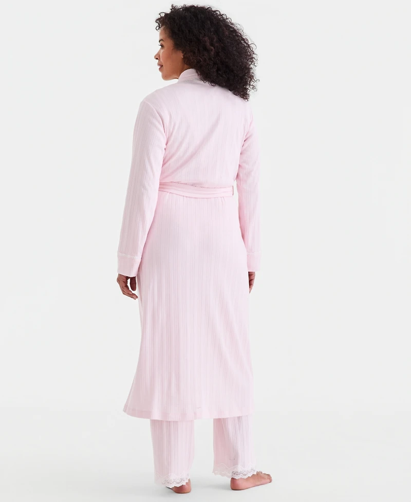 Charter Club Women's Lace-Trim Pointelle Robe, Macy's Exclusive