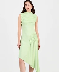 Bar Iii Women's Ruched Asymmetric Midi Dress, Macy's Exclusive