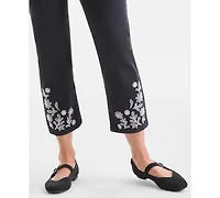 Style & Co Petite Embroidered Cropped High Rise Straight Jeans, Macy's Exclusive