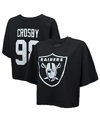 Majestic Threads Women's Maxx Crosby Black Las Vegas Raiders Swarovski Crystals Boxy Cropped Name Number T-Shirt