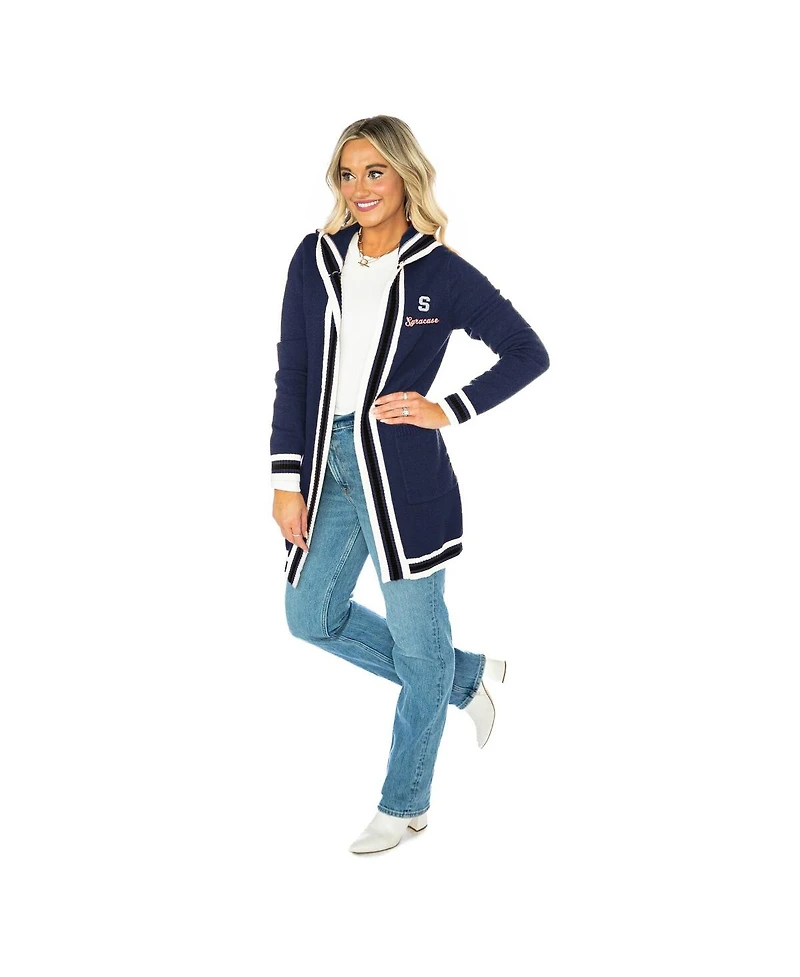 Gameday Couture Women's Navy Syracuse Orange Tri-Blend Rounded Stripe Cardigan