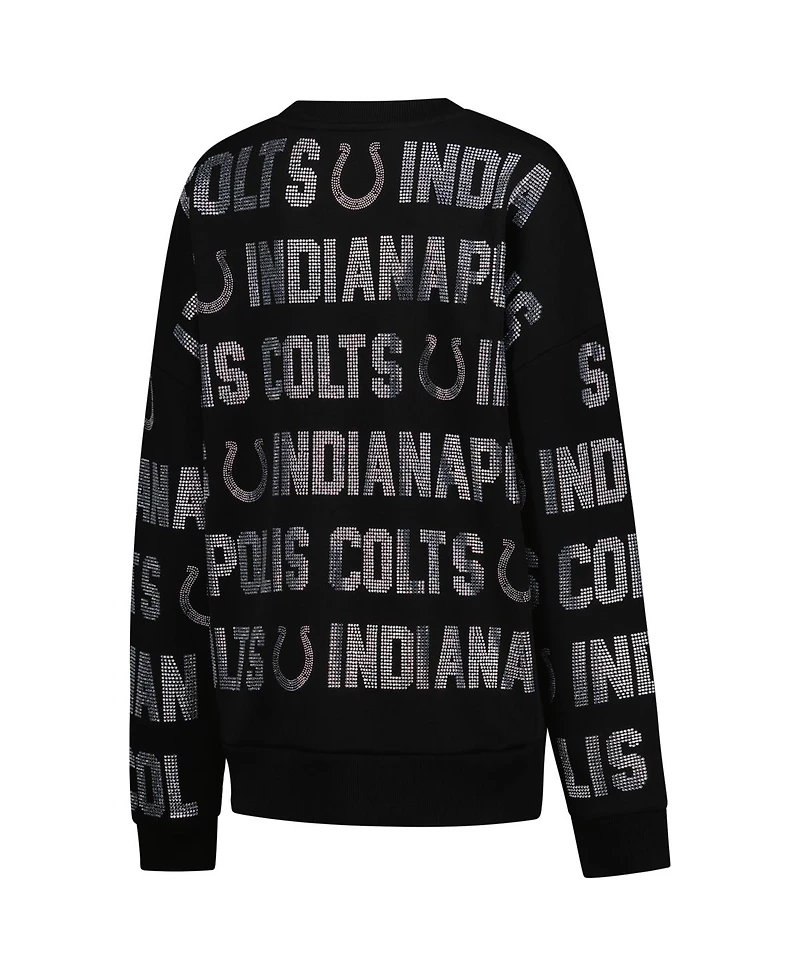 Gameday Couture Women's Black Indianapolis Colts Oversized Hype Era Rhinestone Text Sweatshirt