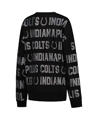 Gameday Couture Women's Black Indianapolis Colts Oversized Hype Era Rhinestone Text Sweatshirt
