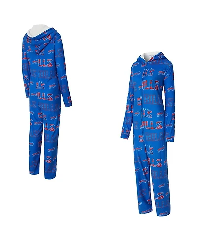 Concepts Sport Women's Royal Buffalo Bills Roadway Allover Print Microfleece Full-Zip Union Suit