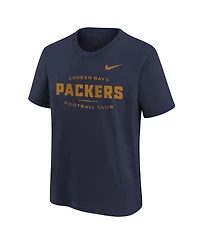 Nike Big Boys and Girls Navy Green Bay Packers Sideline Alt Pack T-Shirt
