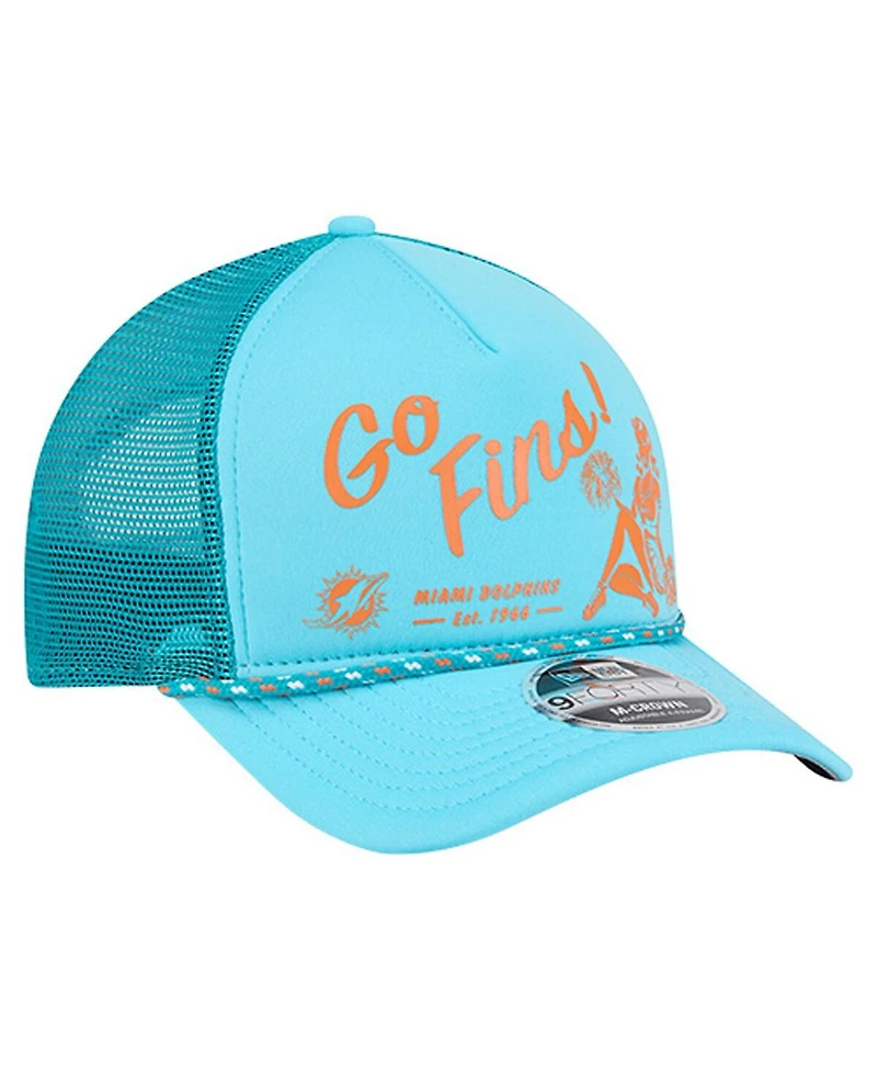 New Era Men's Aqua Miami Dolphins Gas Station 9FORTY A-Frame M-Crown Adjustable Trucker Hat