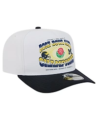 New Era Men's White/Navy Michigan Wolverines Retro 2024 Rose Bowl Champions 9FIFTY A-Frame Snapback Hat