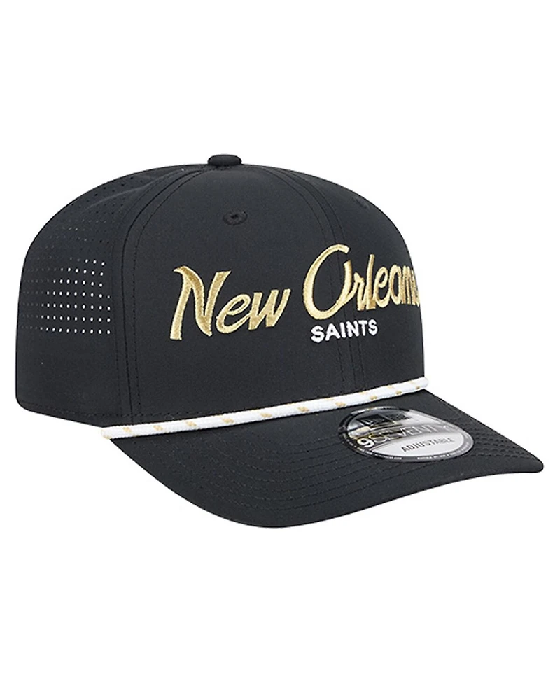 New Era Men's Black New Orleans Saints Script 9SEVENTY Adjustable Hat