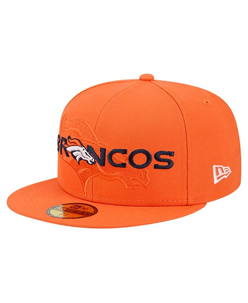 New Era Men's Orange Denver Broncos Overlap Wordmark 59FIFTY Fitted Hat
