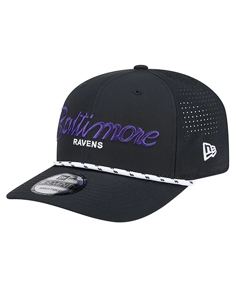 New Era Men's Black Baltimore Ravens Script 9SEVENTY Adjustable Hat