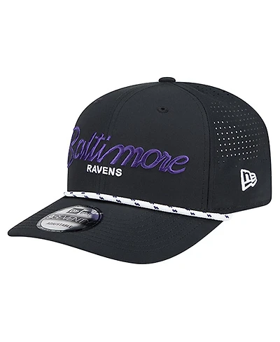 New Era Men's Black Baltimore Ravens Script 9SEVENTY Adjustable Hat