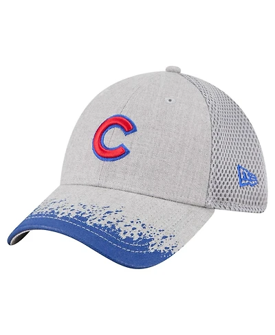 New Era Men's Gray Chicago Cubs Visor Paint Splatter 39THIRTY Flex Hat