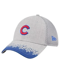 New Era Men's Gray Chicago Cubs Visor Paint Splatter 39THIRTY Flex Hat