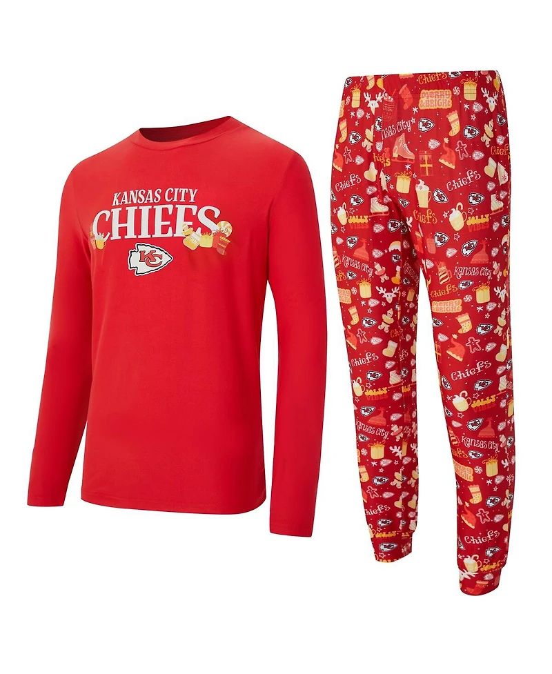 Concepts Sport Men's 2-Piece Red Kansas City Chiefs Chestnut Long Sleeve Top and Pants Set