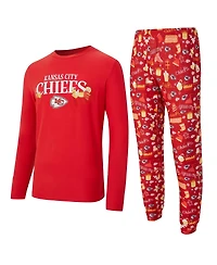 Concepts Sport Men's 2-Piece Red Kansas City Chiefs Chestnut Long Sleeve Top and Pants Set