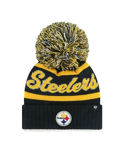 '47 Brand Women's Black Pittsburgh Steelers Spirited Cuffed Knit Hat with Pom