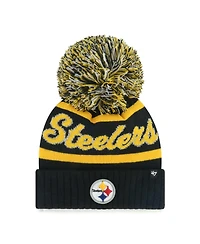 '47 Brand Women's Black Pittsburgh Steelers Spirited Cuffed Knit Hat with Pom