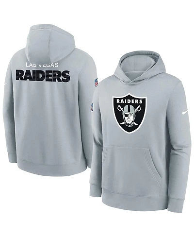 Nike Big Boys and Girls Silver Las Vegas Raiders Sideline Club Fleece Hoodie