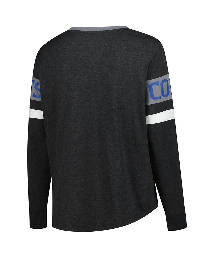 New Era Women's Black Indianapolis Colts Plus Throwback Lace-Up Long Sleeve T-Shirt