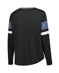 New Era Women's Black Indianapolis Colts Plus Throwback Lace-Up Long Sleeve T-Shirt