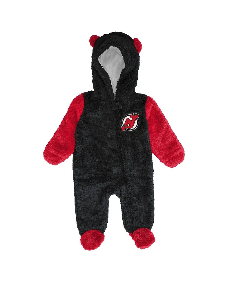 Outerstuff Baby Boys and Girls Black New Jersey Devils Stay Napping Fleece Bunting Full-Zip Hooded Sleeper